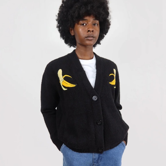 Lazy Oaf Peeling Fine Cardigan Banana Sweater S - Picture 1 of 6